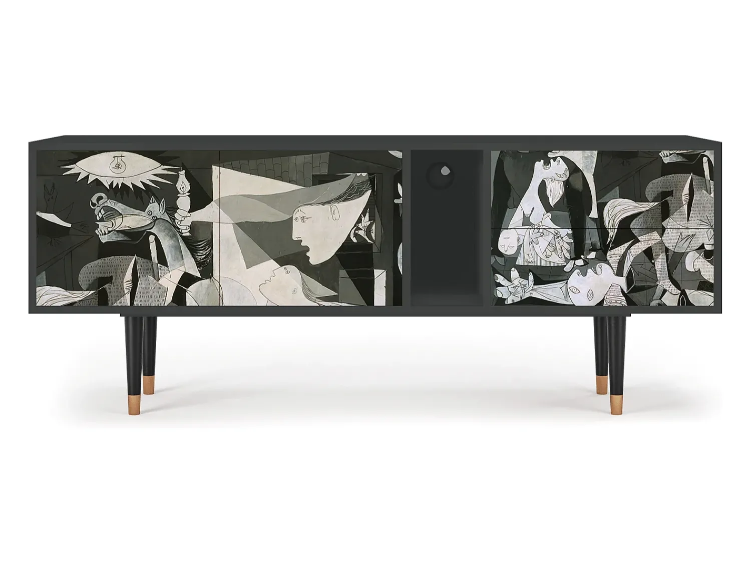 Clearance Mueble de TV - 170х69х48 cm - T1 - Guernica by Picasso, Antracite Cinza antracite