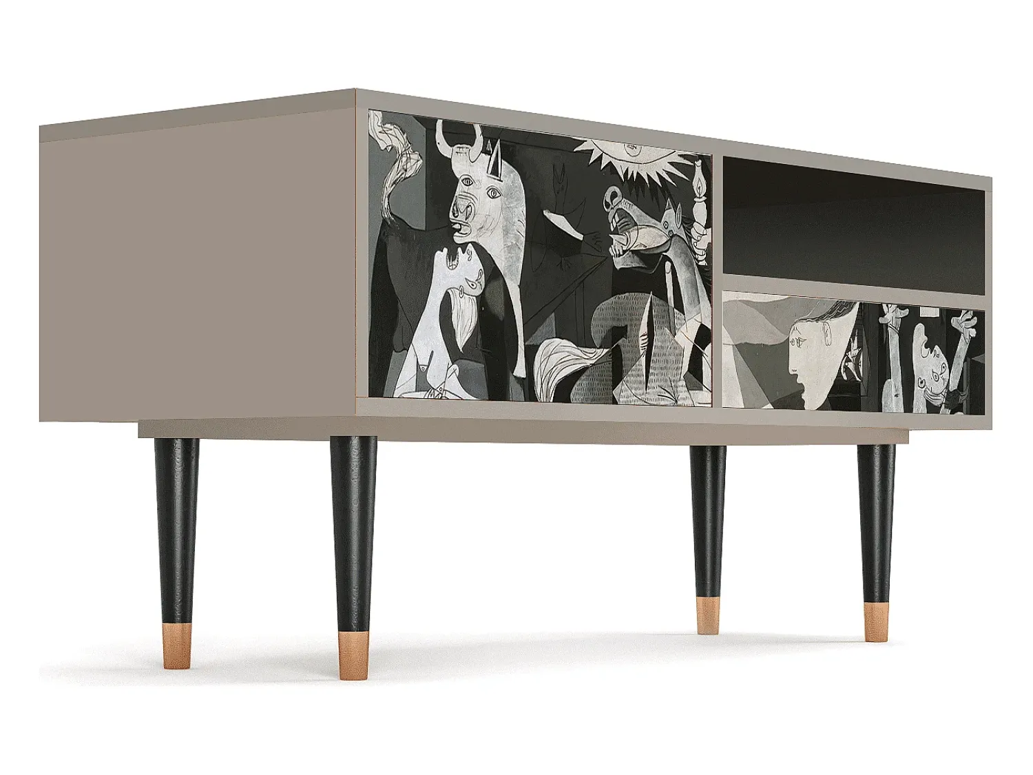 Outlet Mueble de TV - 115х59х48 cm - T3 - Guernica by Picasso, Areia Bege