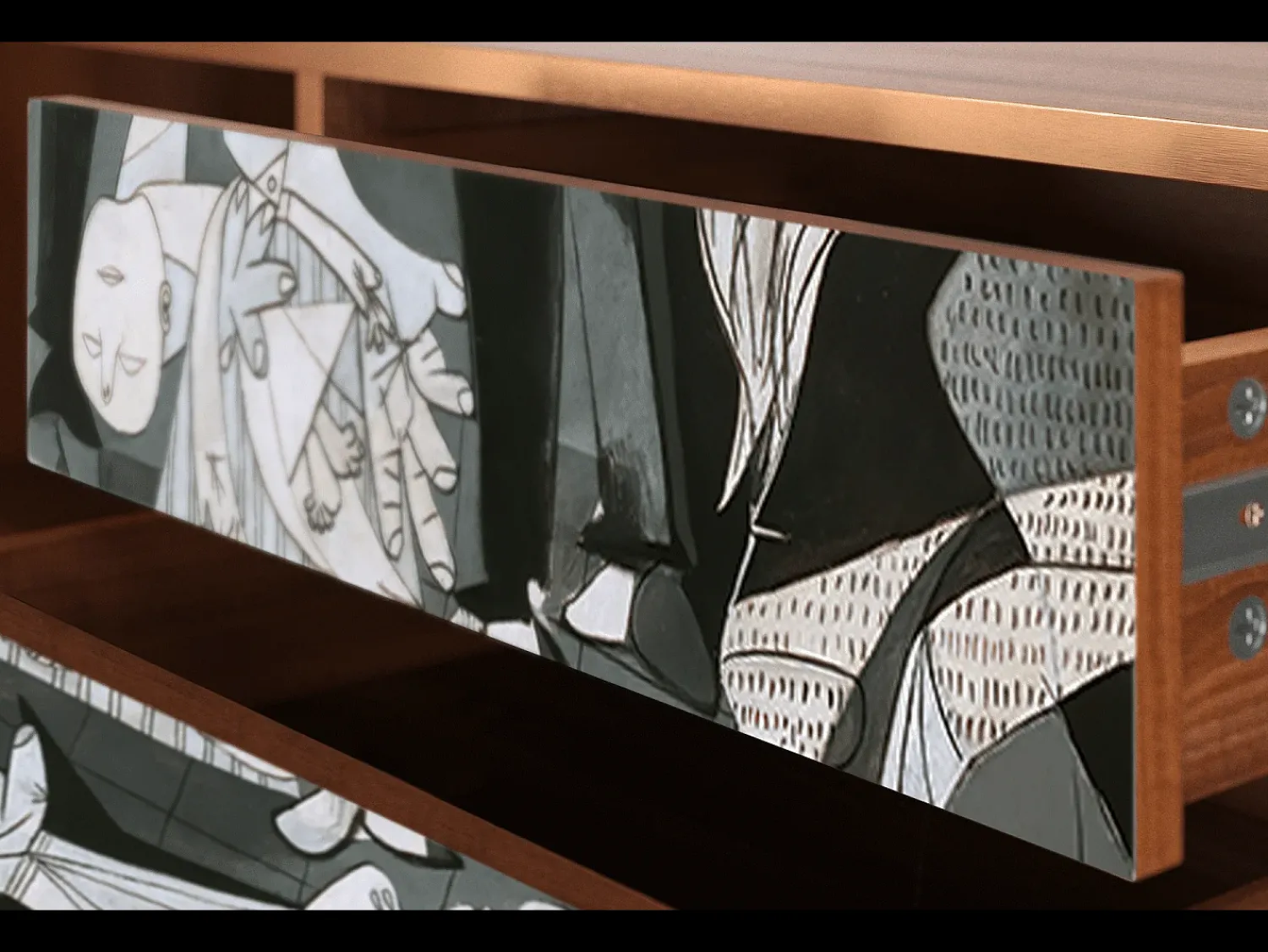 Móvel De Tv* Mueble de TV - 170х59х48 cm - T4 - Guernica by Picasso, Nogueira Castanho