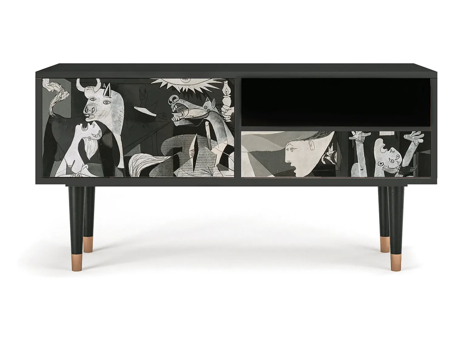 Móvel De Tv| Mueble de TV - 115х59х48 cm - T3 - Guernica by Picasso, Antracite Cinza antracite