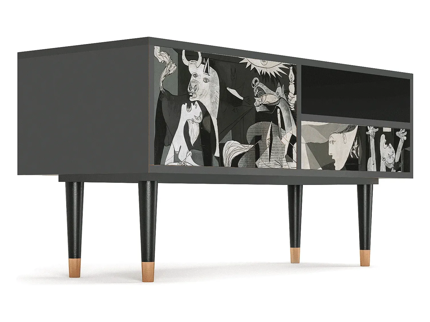 Móvel De Tv| Mueble de TV - 115х59х48 cm - T3 - Guernica by Picasso, Antracite Cinza antracite