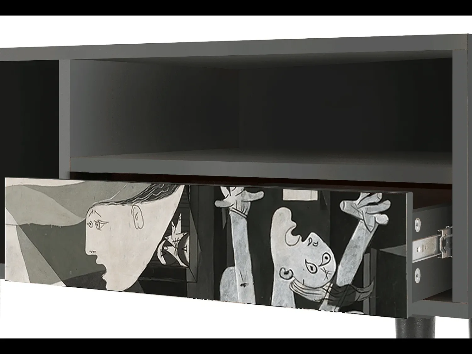 Móvel De Tv| Mueble de TV - 115х59х48 cm - T3 - Guernica by Picasso, Antracite Cinza antracite
