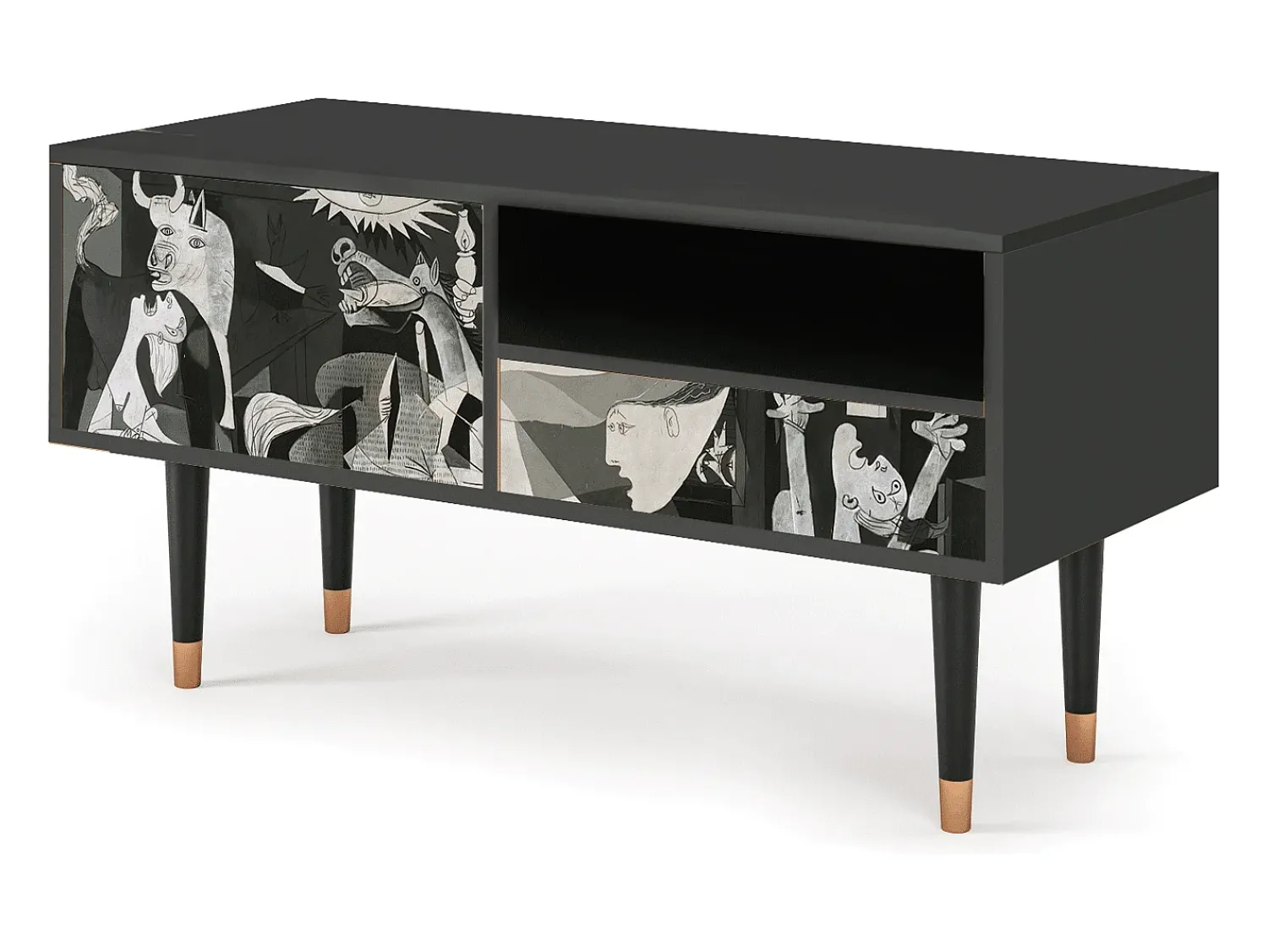 Móvel De Tv| Mueble de TV - 115х59х48 cm - T3 - Guernica by Picasso, Antracite Cinza antracite