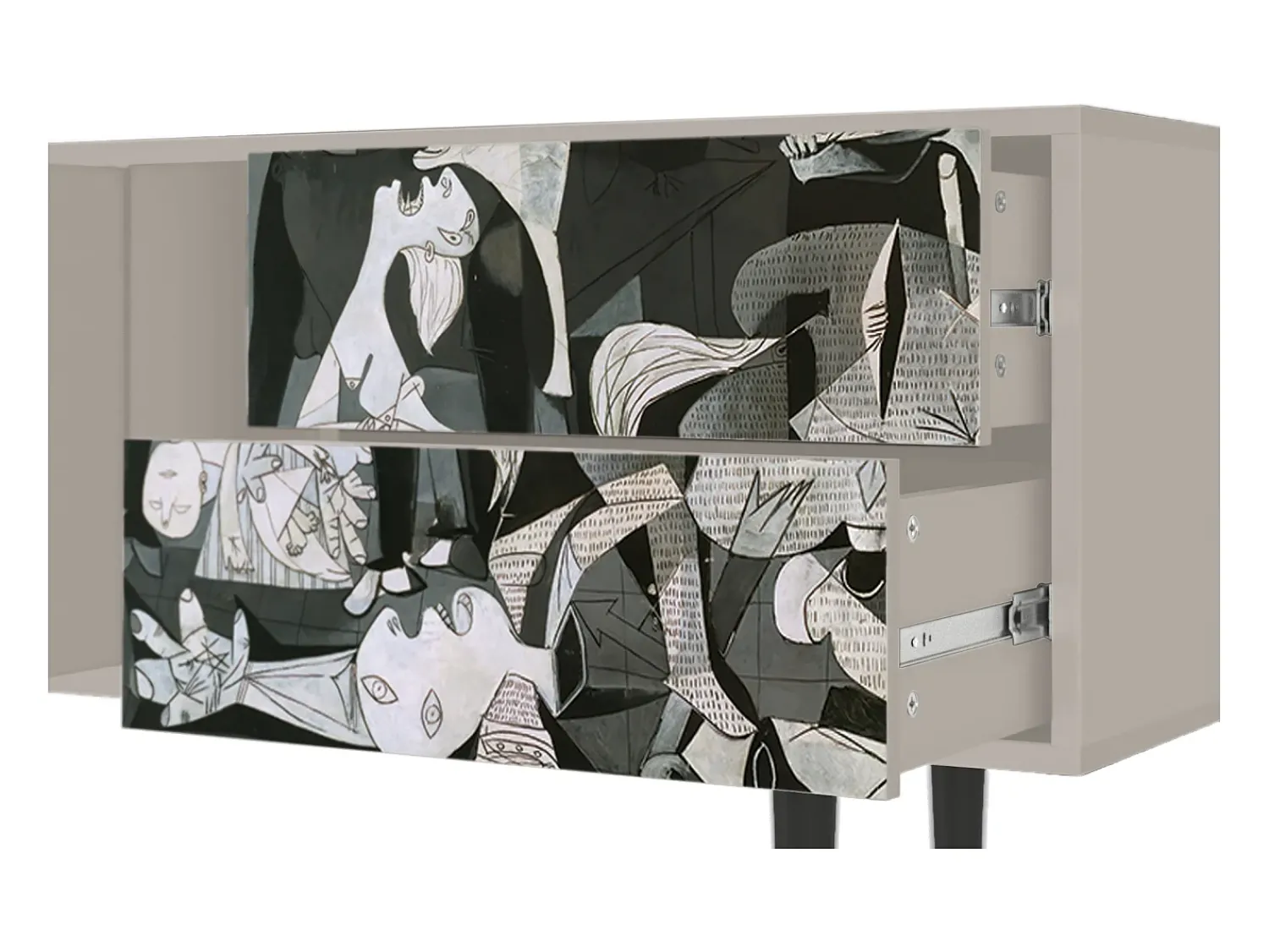Móvel De Tv| Mueble de TV - 170х69х48 cm - T1 - Guernica by Picasso, Areia Bege