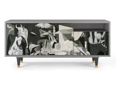 Móvel De Tv* Mueble de TV - 125х56х41 cm - T7 - Guernica by Picasso, Cinza Cinzento