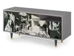 Móvel De Tv* Mueble de TV - 125х56х41 cm - T7 - Guernica by Picasso, Cinza Cinzento