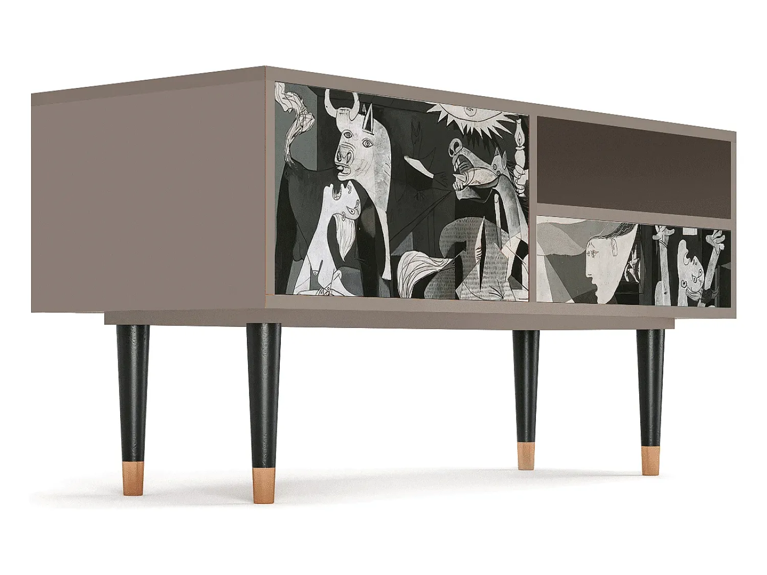 Móvel De Tv| Mueble de TV - 115х59х48 cm - T3 - Guernica by Picasso, Latte Bege