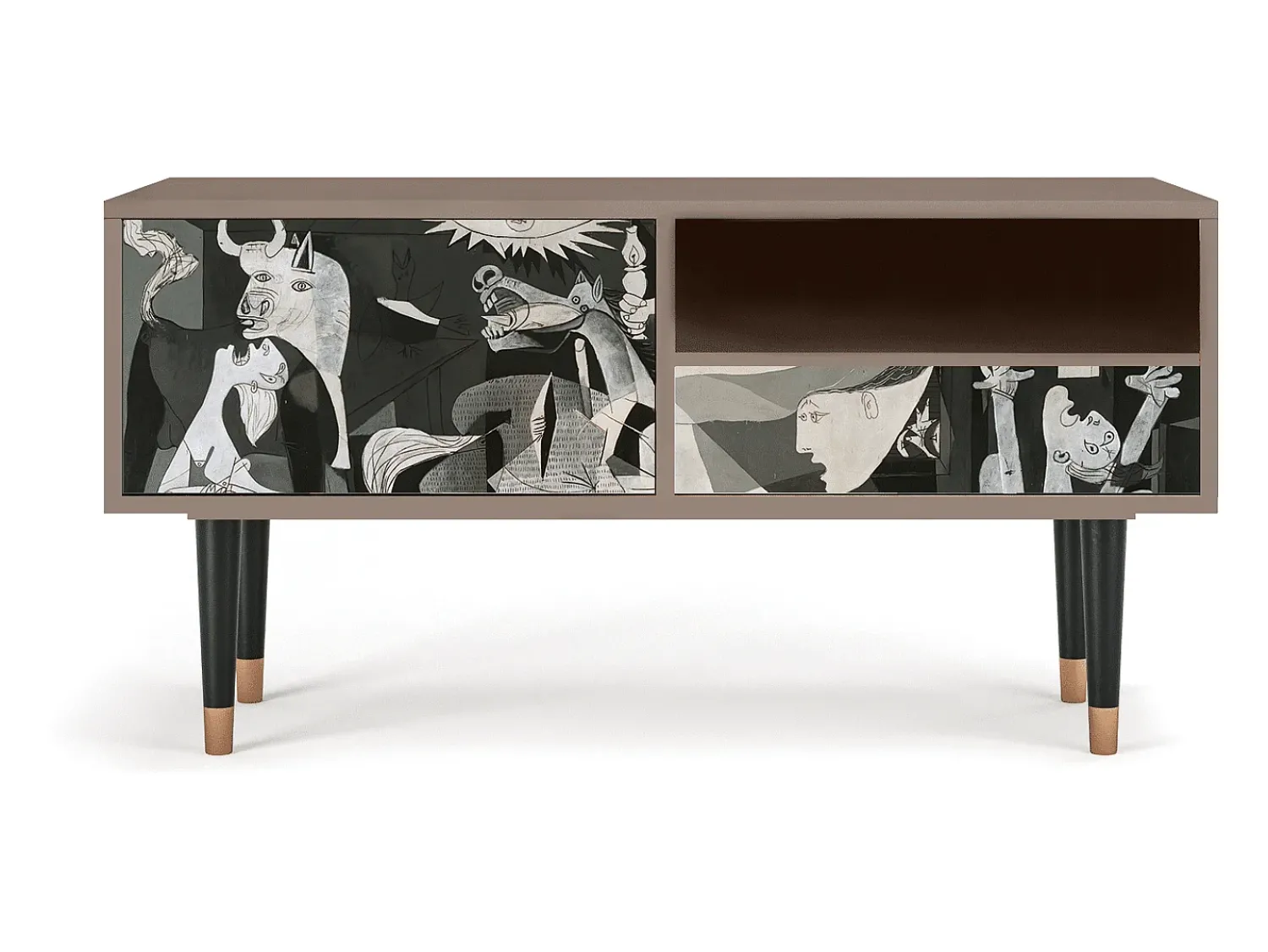 Móvel De Tv| Mueble de TV - 115х59х48 cm - T3 - Guernica by Picasso, Latte Bege