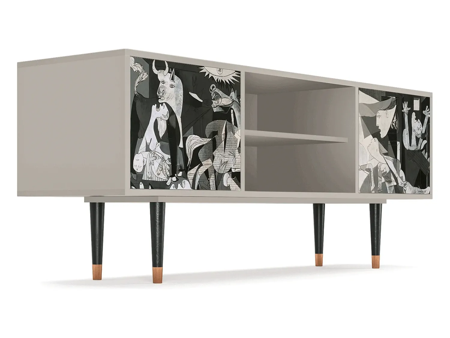Discount Mueble de TV - 170х69х48 cm - T2 - Guernica by Picasso, Areia Bege