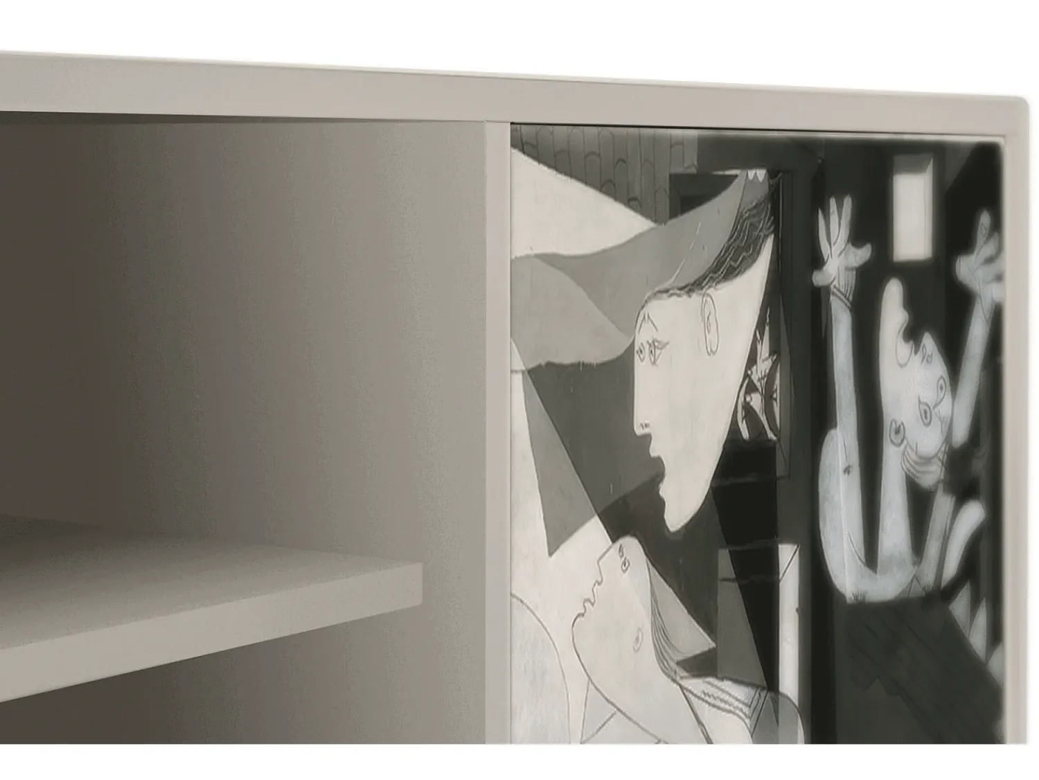 Discount Mueble de TV - 170х69х48 cm - T2 - Guernica by Picasso, Areia Bege