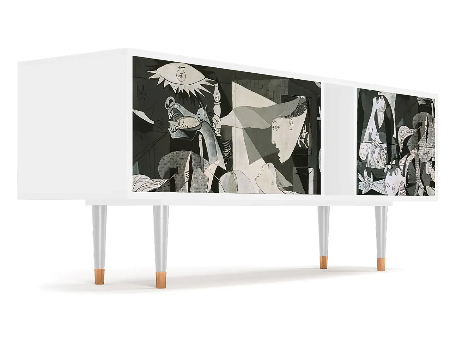 Móvel De Tv* Mueble de TV - 170х69х48 cm - T1 - Guernica by Picasso, Branco Bege