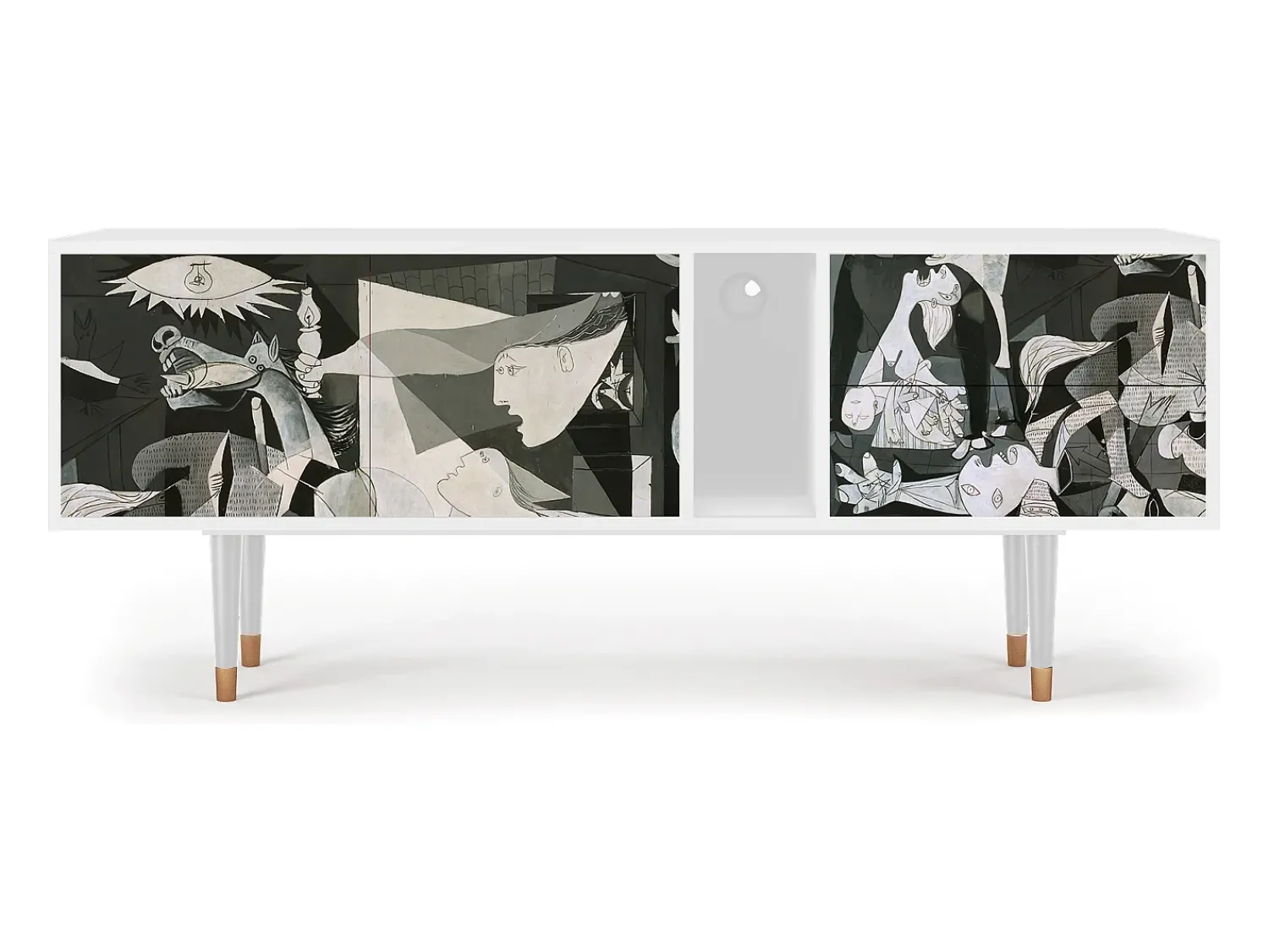 Móvel De Tv* Mueble de TV - 170х69х48 cm - T1 - Guernica by Picasso, Branco Bege