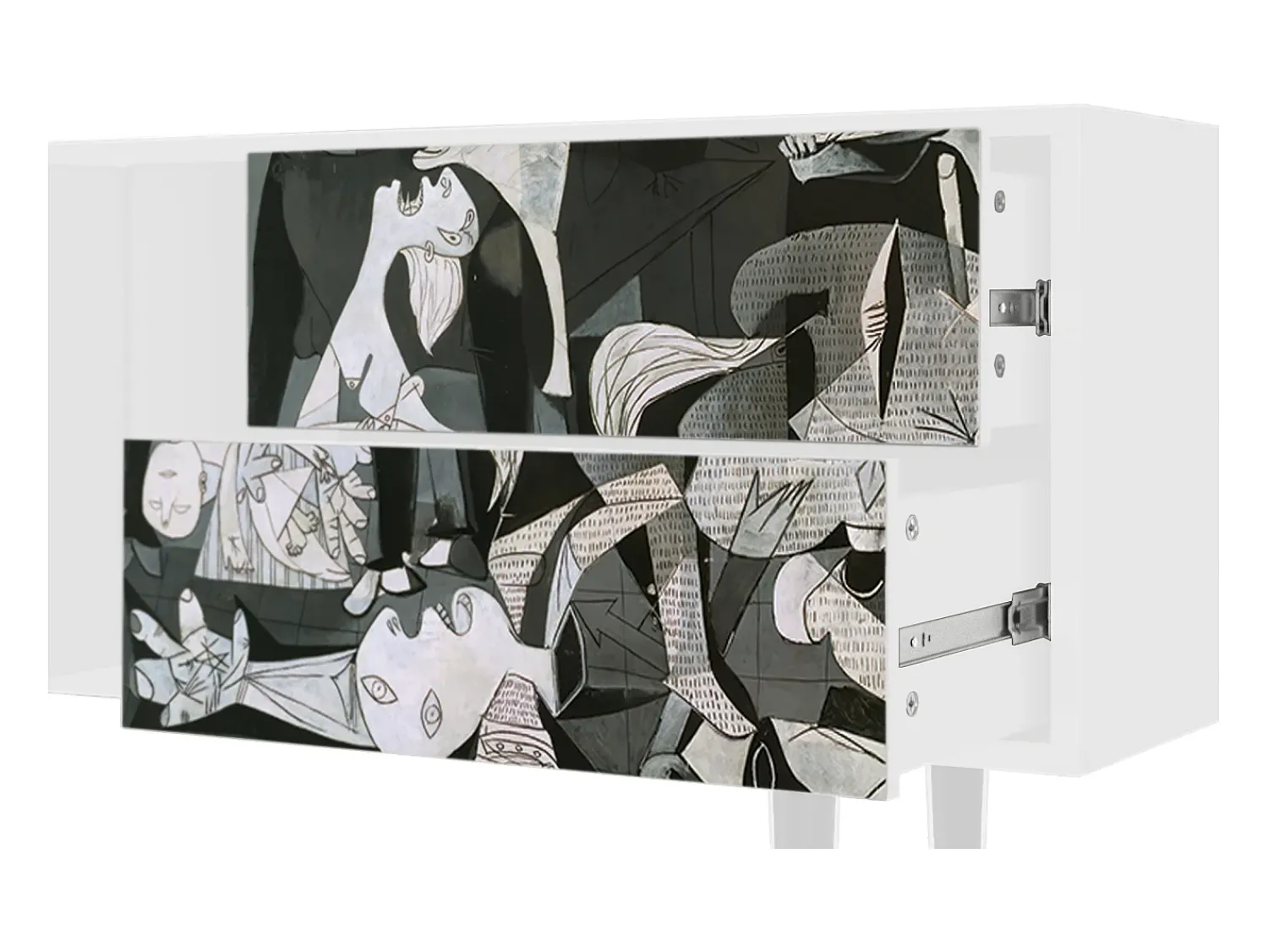 Móvel De Tv* Mueble de TV - 170х69х48 cm - T1 - Guernica by Picasso, Branco Bege