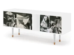 Móvel De Tv* Mueble de TV - 170х69х48 cm - T1 - Guernica by Picasso, Branco Bege