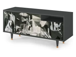 Móvel De Tv| Mueble de TV - 125х56х41 cm - T7 - Guernica by Picasso, Antracite Cinza antracite