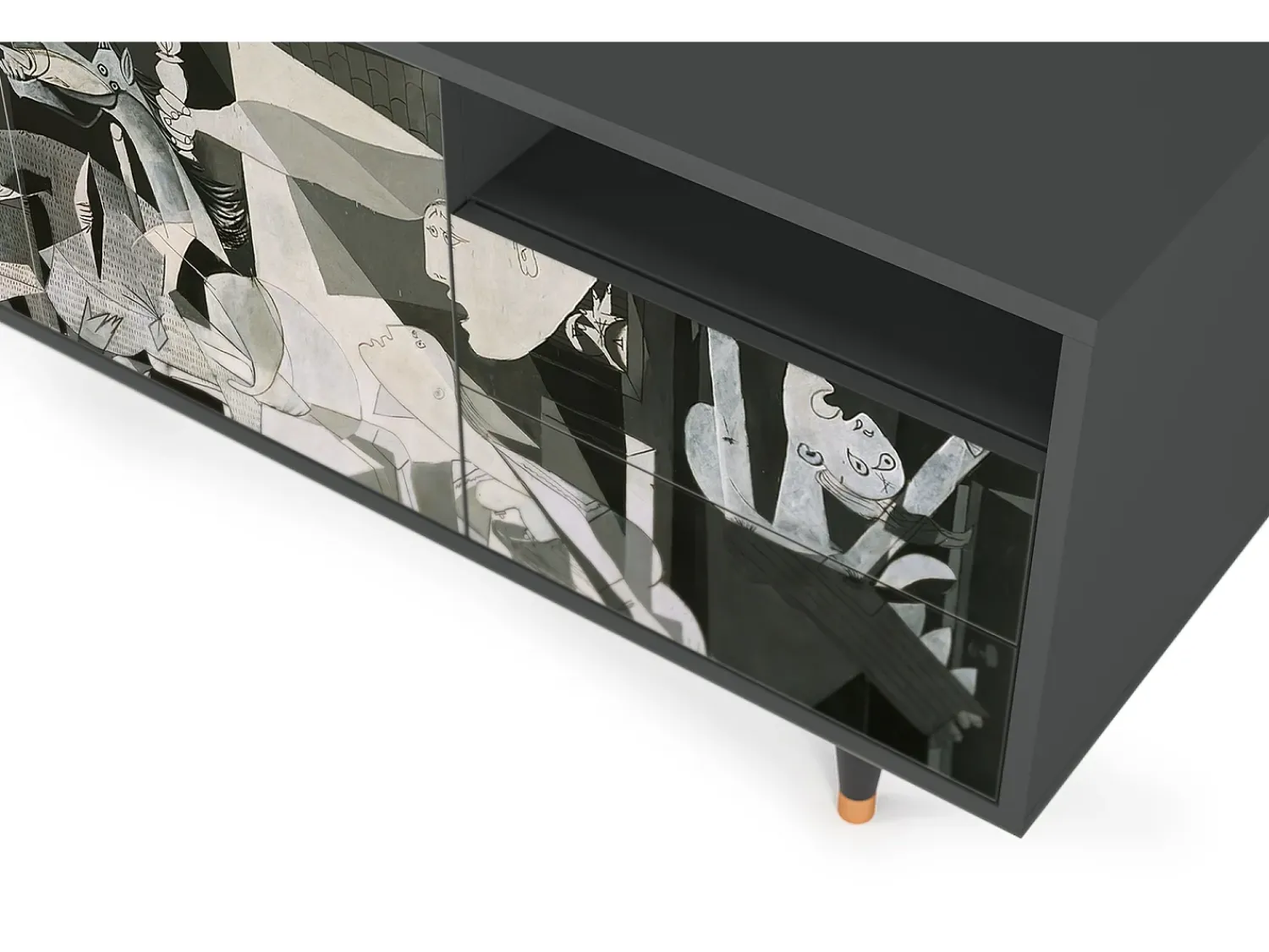 Móvel De Tv| Mueble de TV - 125х56х41 cm - T7 - Guernica by Picasso, Antracite Cinza antracite