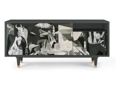 Móvel De Tv| Mueble de TV - 125х56х41 cm - T7 - Guernica by Picasso, Antracite Cinza antracite