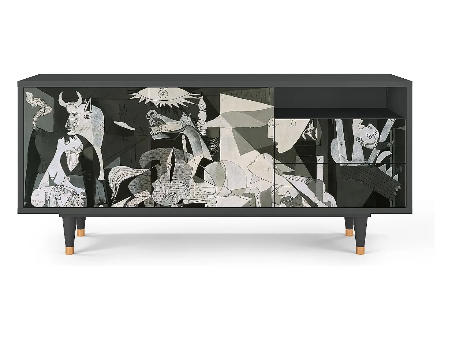 Móvel De Tv| Mueble de TV - 125х56х41 cm - T7 - Guernica by Picasso, Antracite Cinza antracite