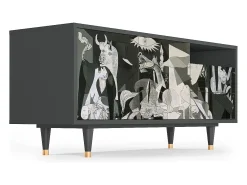 Móvel De Tv| Mueble de TV - 125х56х41 cm - T7 - Guernica by Picasso, Antracite Cinza antracite