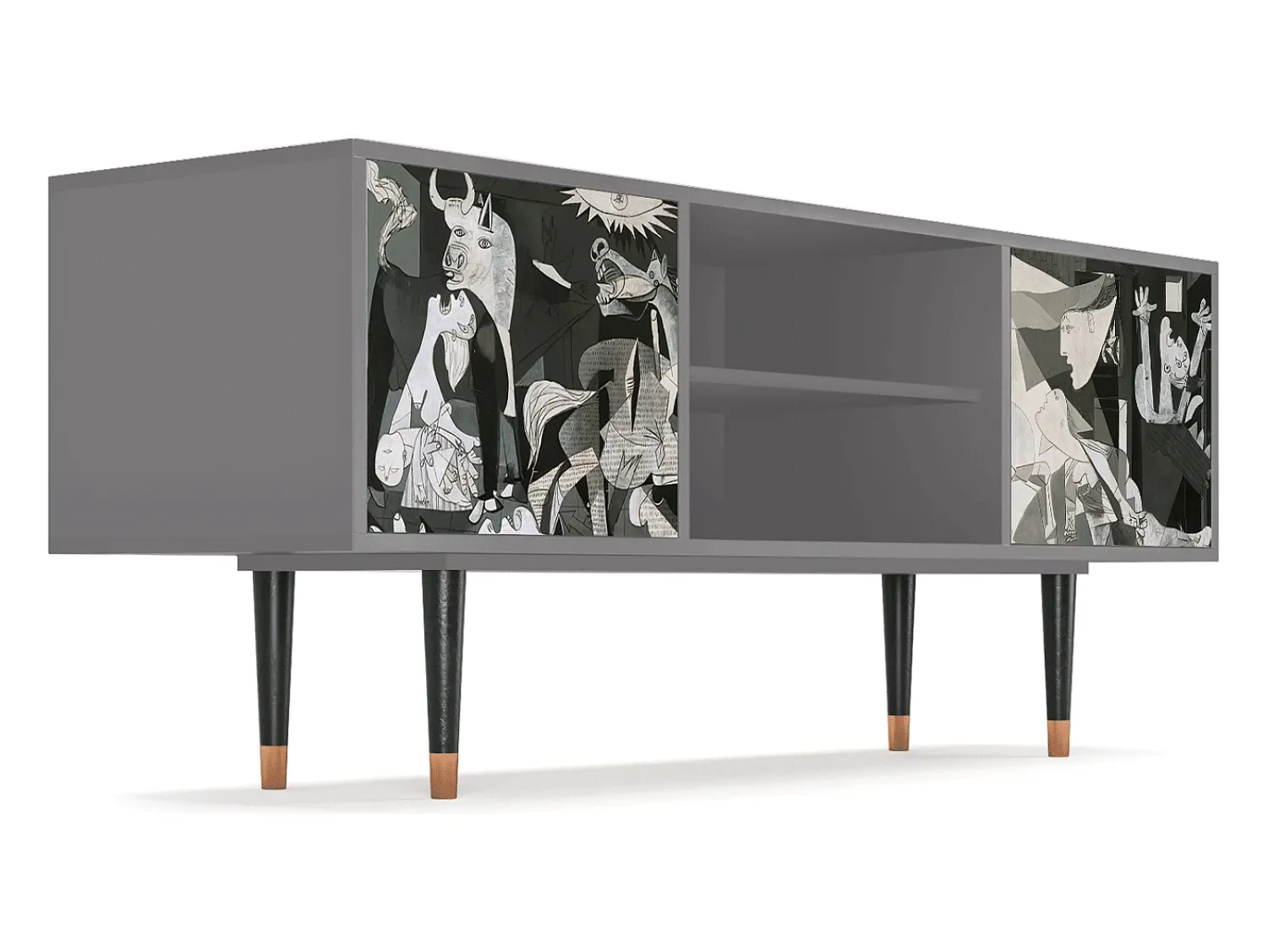 Móvel De Tv* Mueble de TV - 170х69х48 cm - T2 - Guernica by Picasso, Cinza Cinzento
