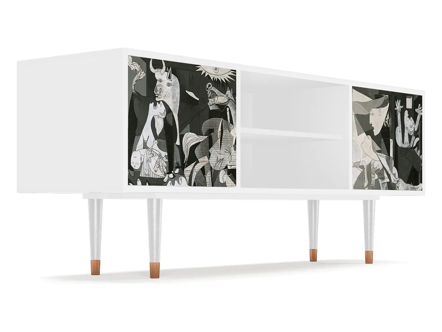 Móvel De Tv| Mueble de TV - 170х69х48 cm - T2 - Guernica by Picasso, Branco Bege