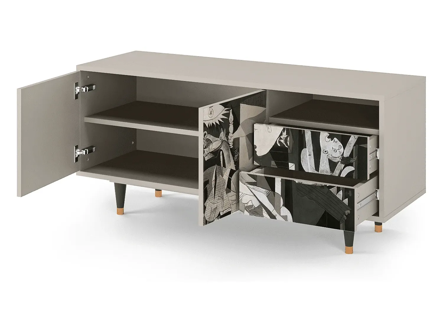Móvel De Tv| Mueble de TV - 125х56х41 cm - T7 - Guernica by Picasso, Areia Bege