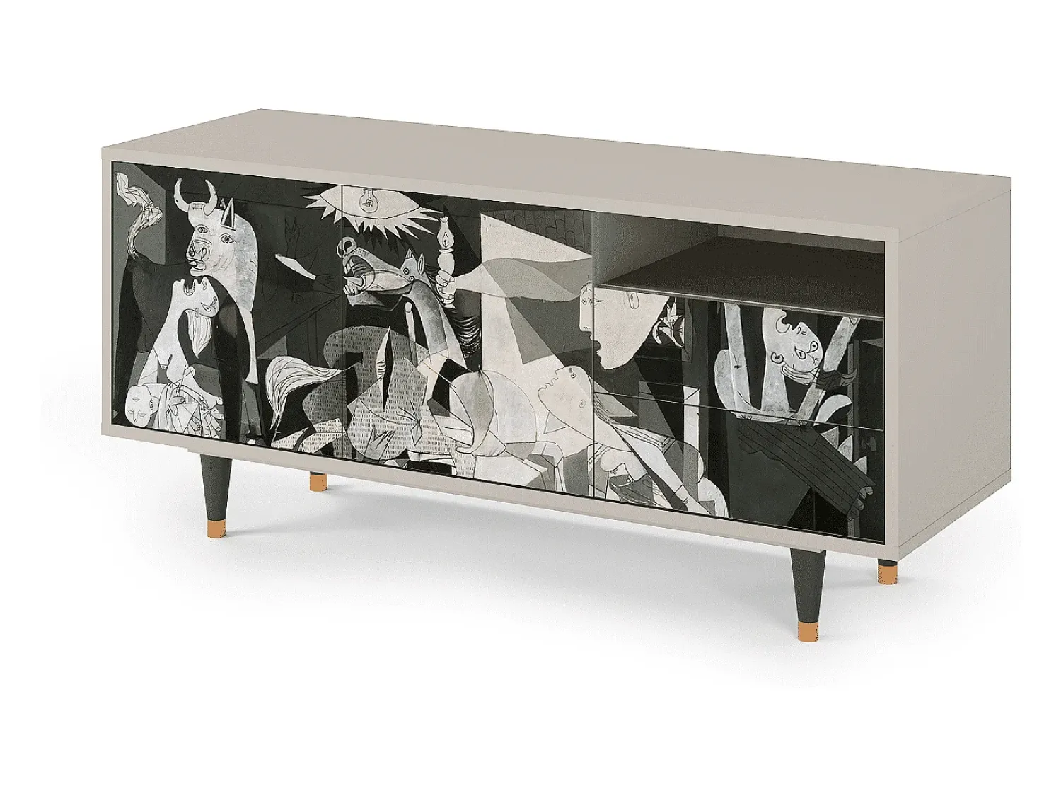 Móvel De Tv| Mueble de TV - 125х56х41 cm - T7 - Guernica by Picasso, Areia Bege