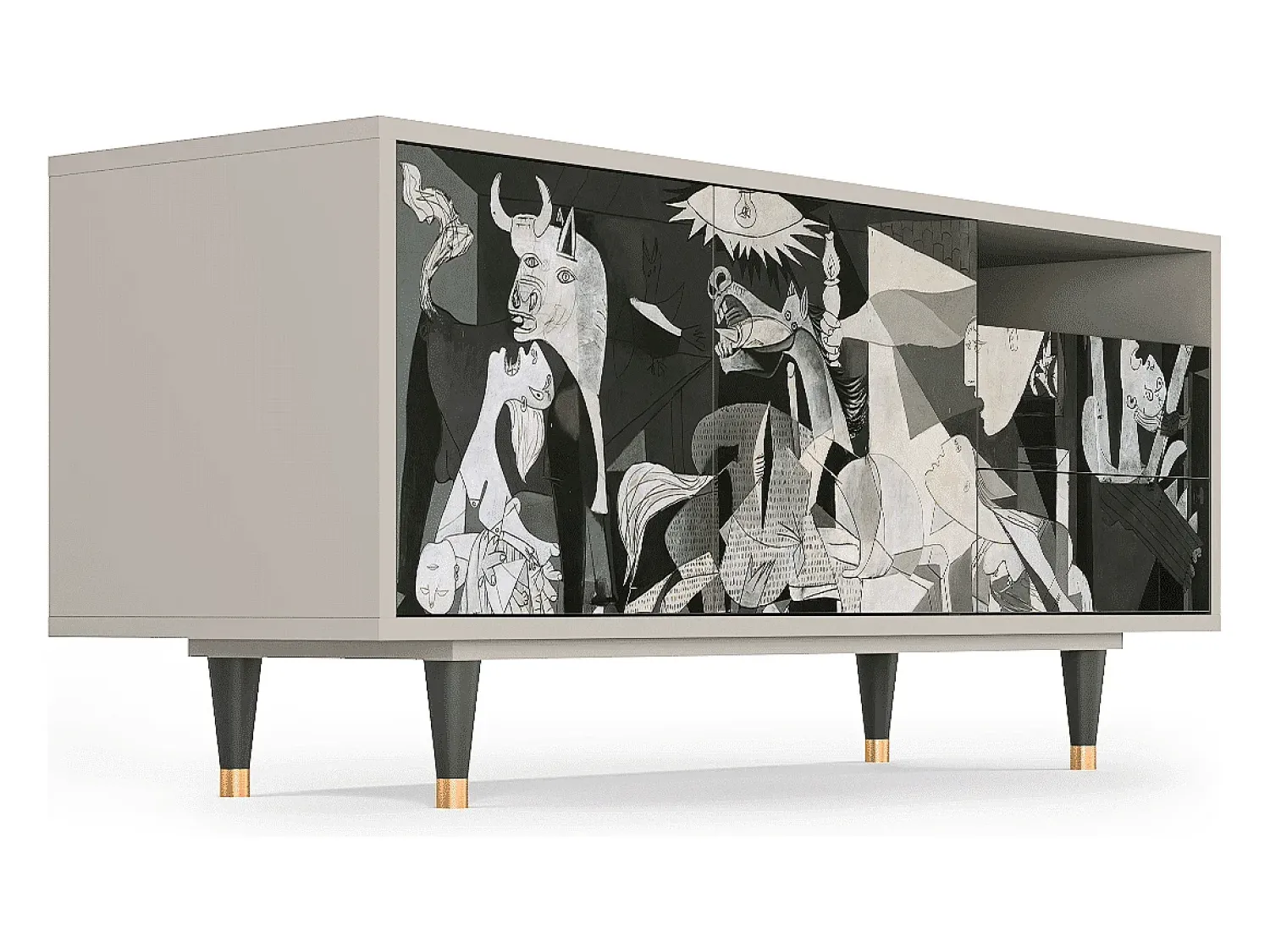 Móvel De Tv| Mueble de TV - 125х56х41 cm - T7 - Guernica by Picasso, Areia Bege