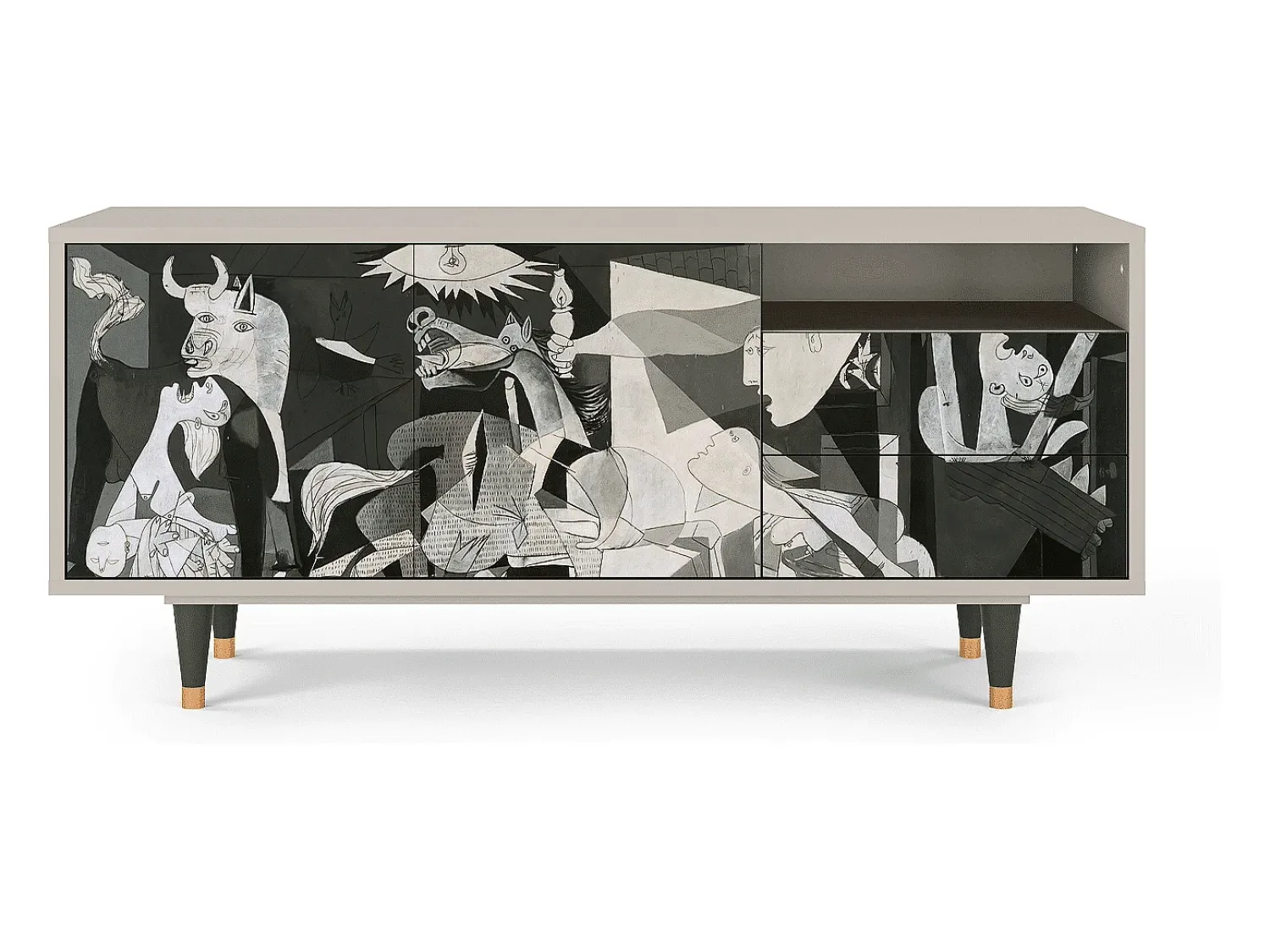Móvel De Tv| Mueble de TV - 125х56х41 cm - T7 - Guernica by Picasso, Areia Bege