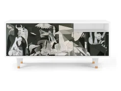 Mueble de TV - 125х56х41 cm - T7 - Guernica by Picasso, Branco^ Móvel De Tv