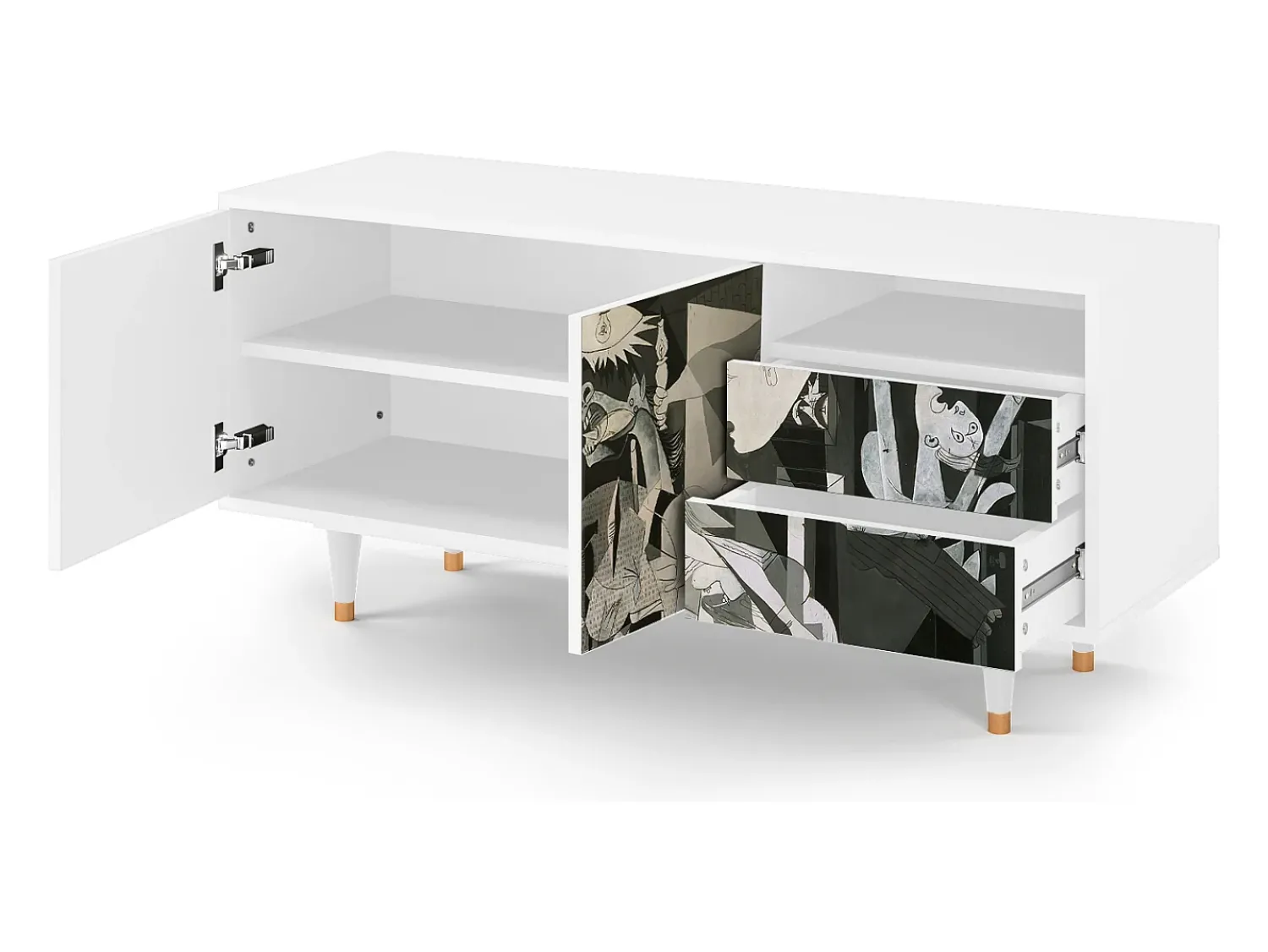 Mueble de TV - 125х56х41 cm - T7 - Guernica by Picasso, Branco^ Móvel De Tv