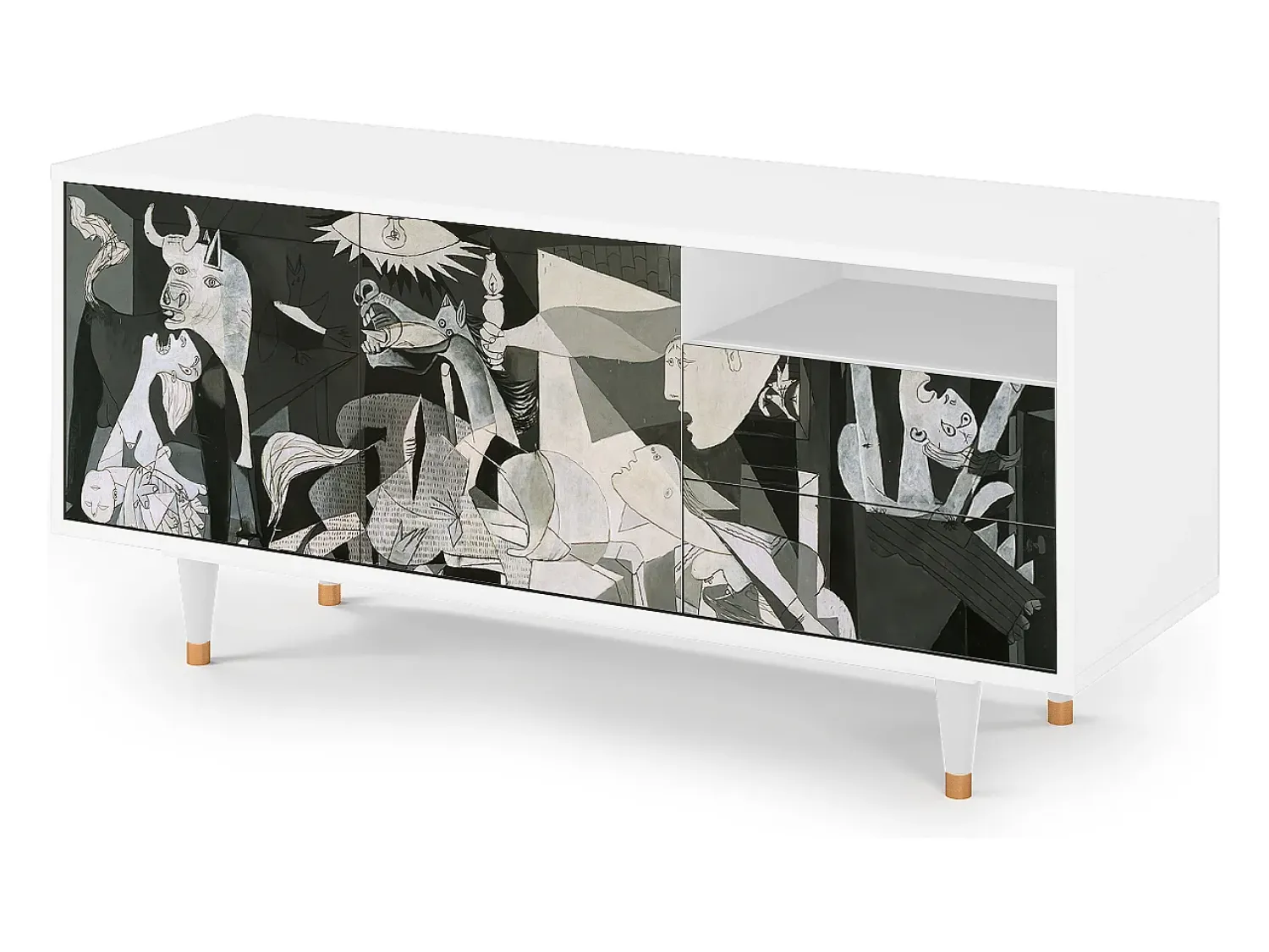 Mueble de TV - 125х56х41 cm - T7 - Guernica by Picasso, Branco^ Móvel De Tv