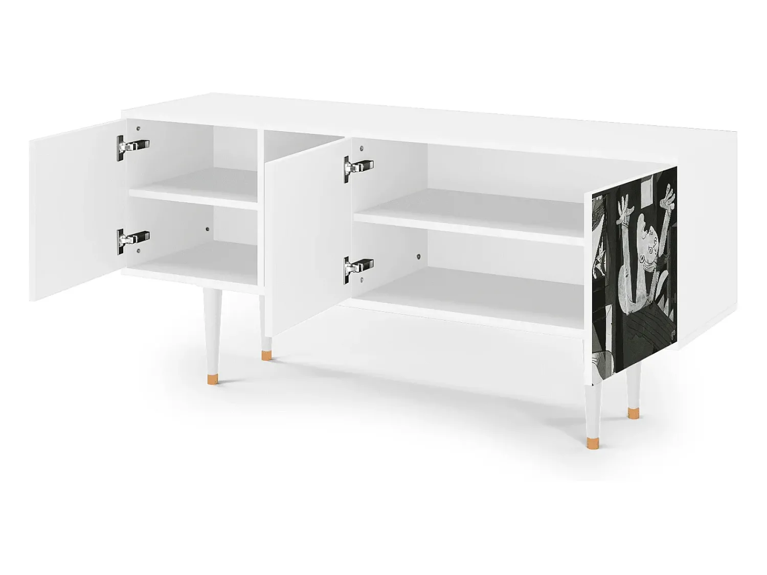 Móvel De Tv* Mueble de TV - 150х69х41 cm - T5 - Guernica by Picasso, Branco Bege