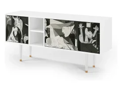 Móvel De Tv* Mueble de TV - 150х69х41 cm - T5 - Guernica by Picasso, Branco Bege