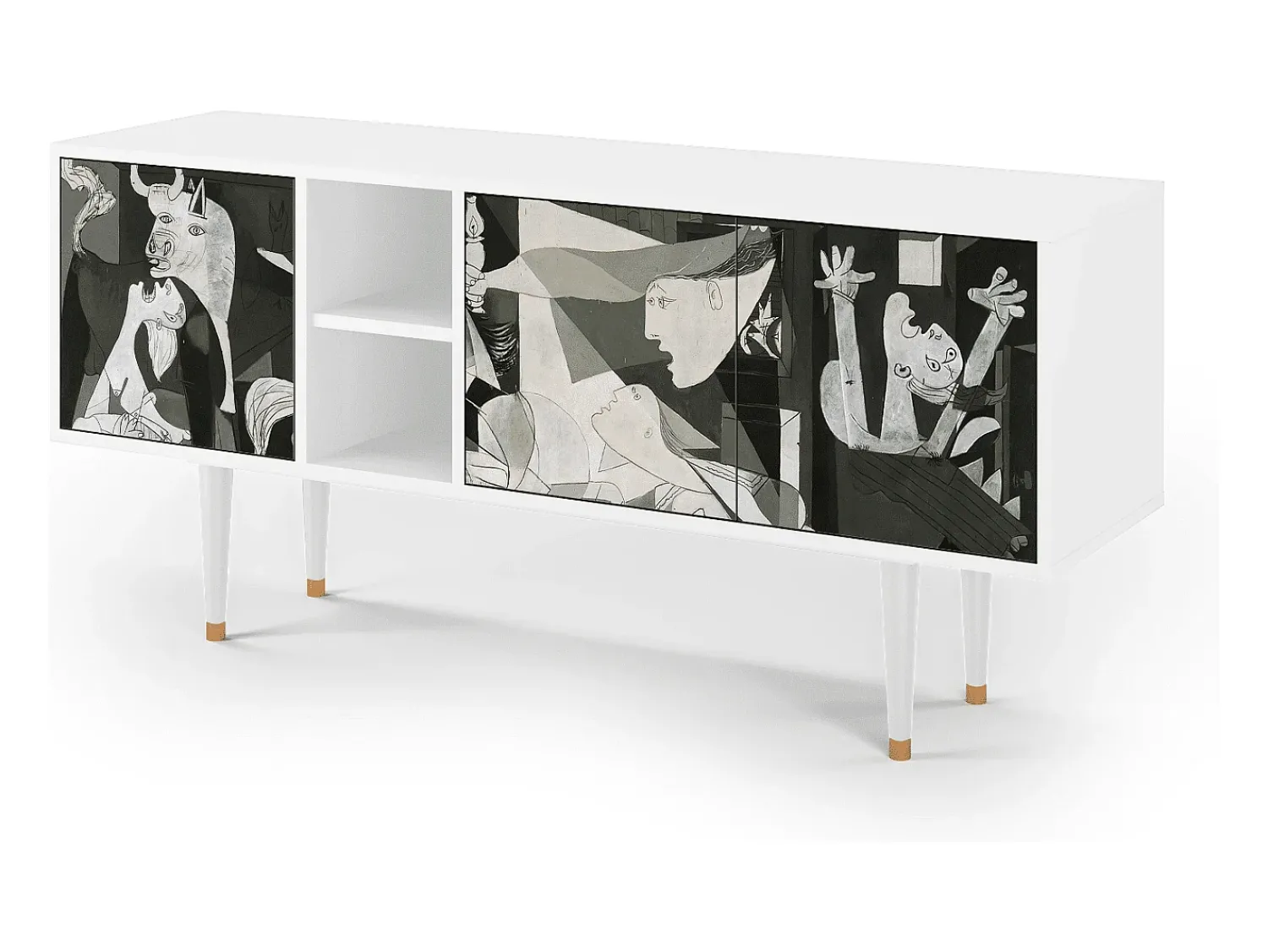 Móvel De Tv* Mueble de TV - 150х69х41 cm - T5 - Guernica by Picasso, Branco Bege