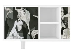 Móvel De Tv* Mueble de TV - 150х69х41 cm - T5 - Guernica by Picasso, Branco Bege