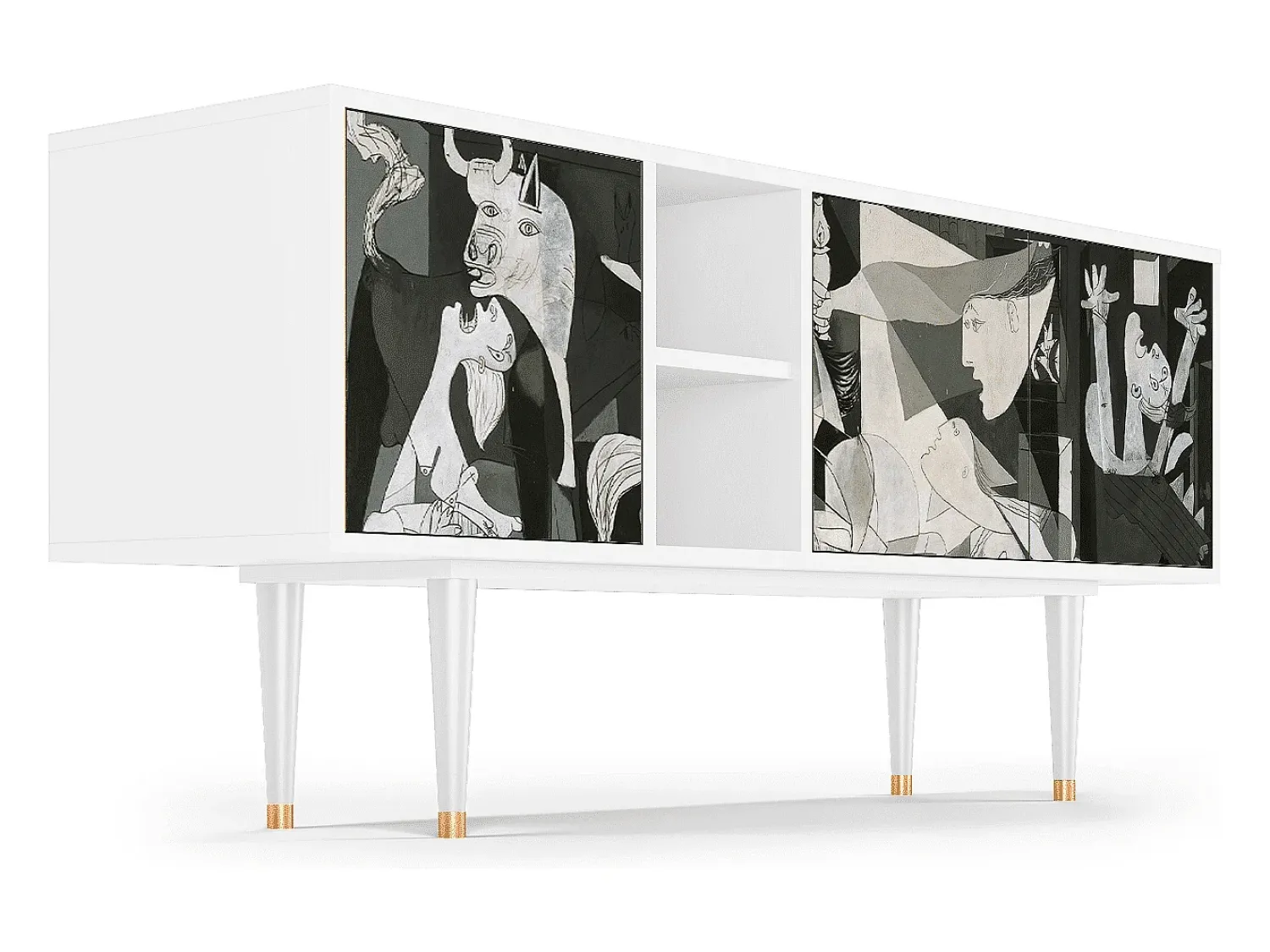 Móvel De Tv* Mueble de TV - 150х69х41 cm - T5 - Guernica by Picasso, Branco Bege