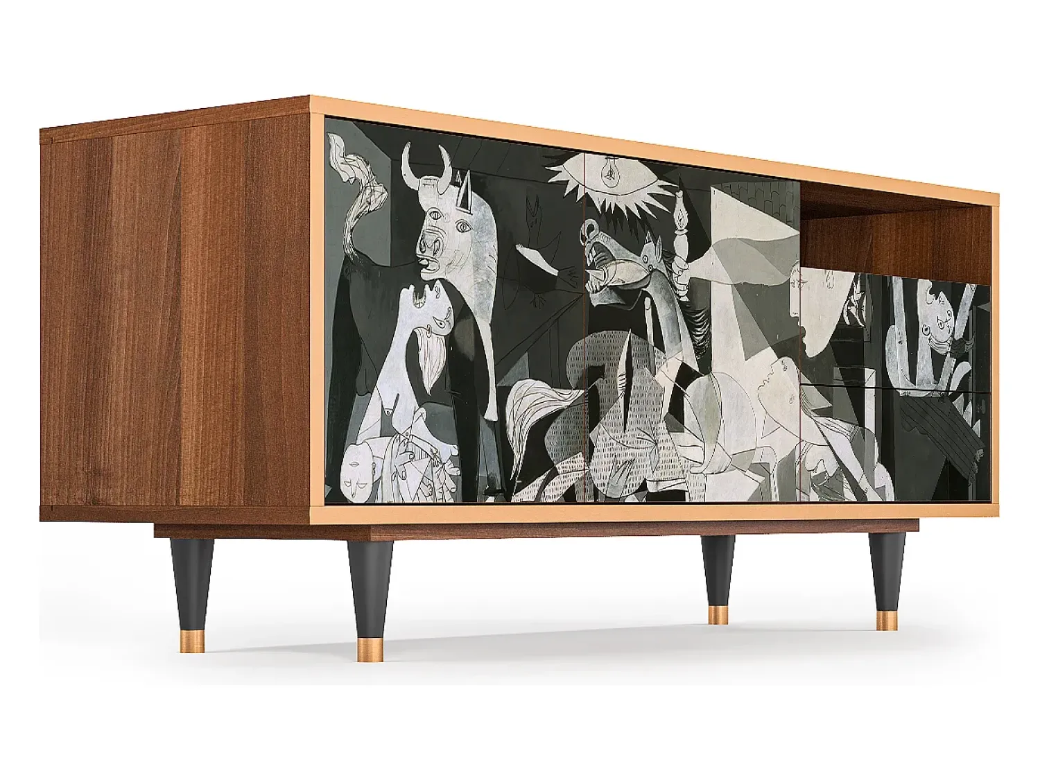 Mueble de TV - 125х56х41 cm - T7 - Guernica by Picasso, Nogueira^ Móvel De Tv