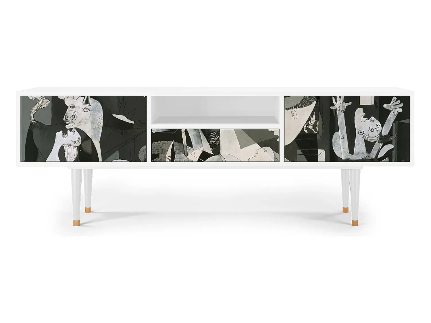 Best Mueble de TV - 170х59х41 cm - T6 - Guernica by Picasso, Branco Bege
