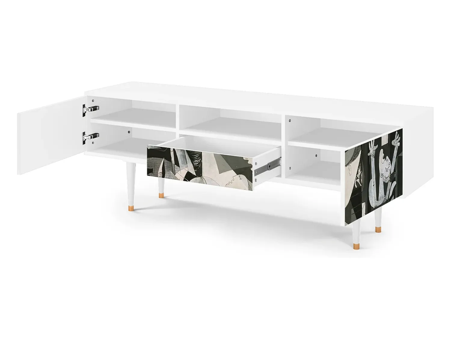 Best Mueble de TV - 170х59х41 cm - T6 - Guernica by Picasso, Branco Bege