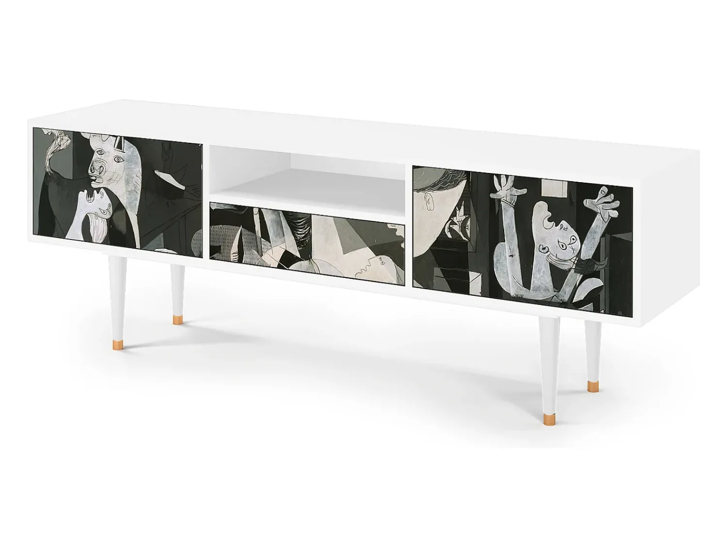 Best Mueble de TV - 170х59х41 cm - T6 - Guernica by Picasso, Branco Bege