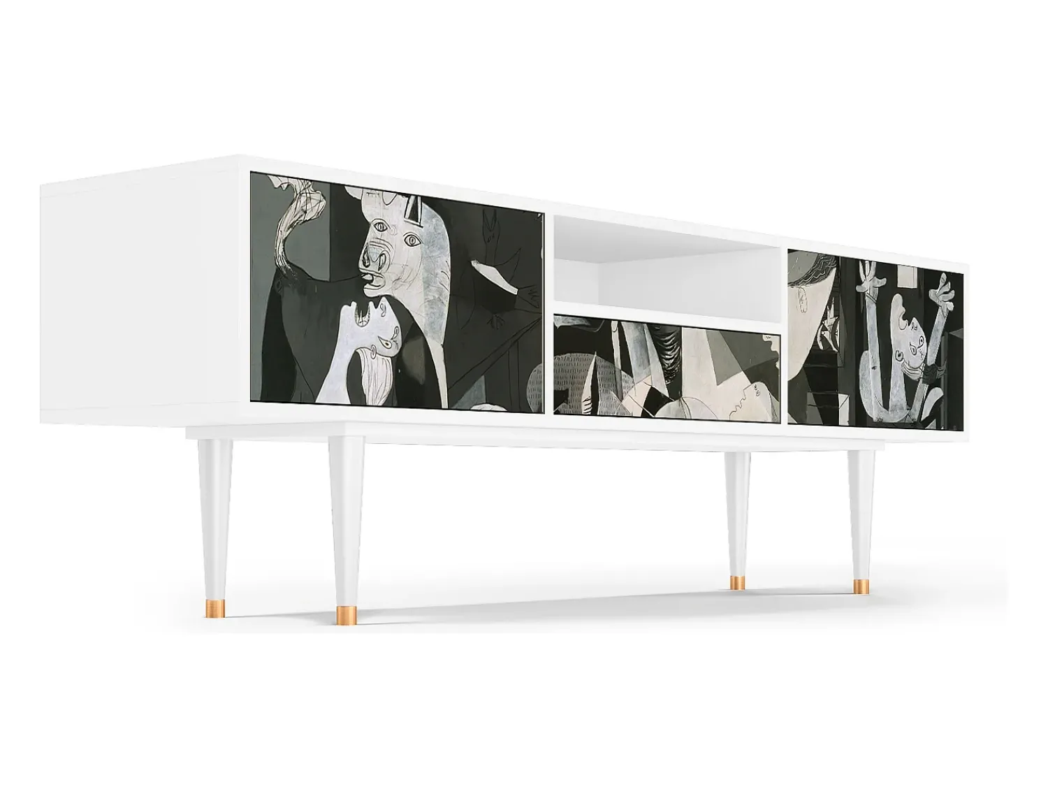 Best Mueble de TV - 170х59х41 cm - T6 - Guernica by Picasso, Branco Bege