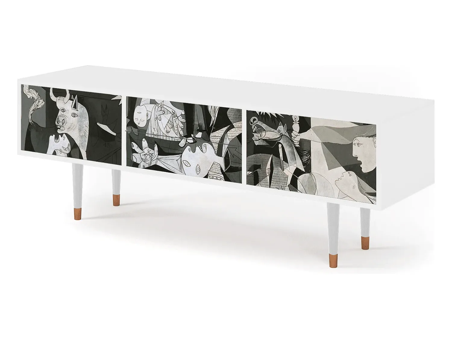 Discount Mueble de TV - 170х59х48 cm - T4 - Guernica by Picasso, Branco Bege