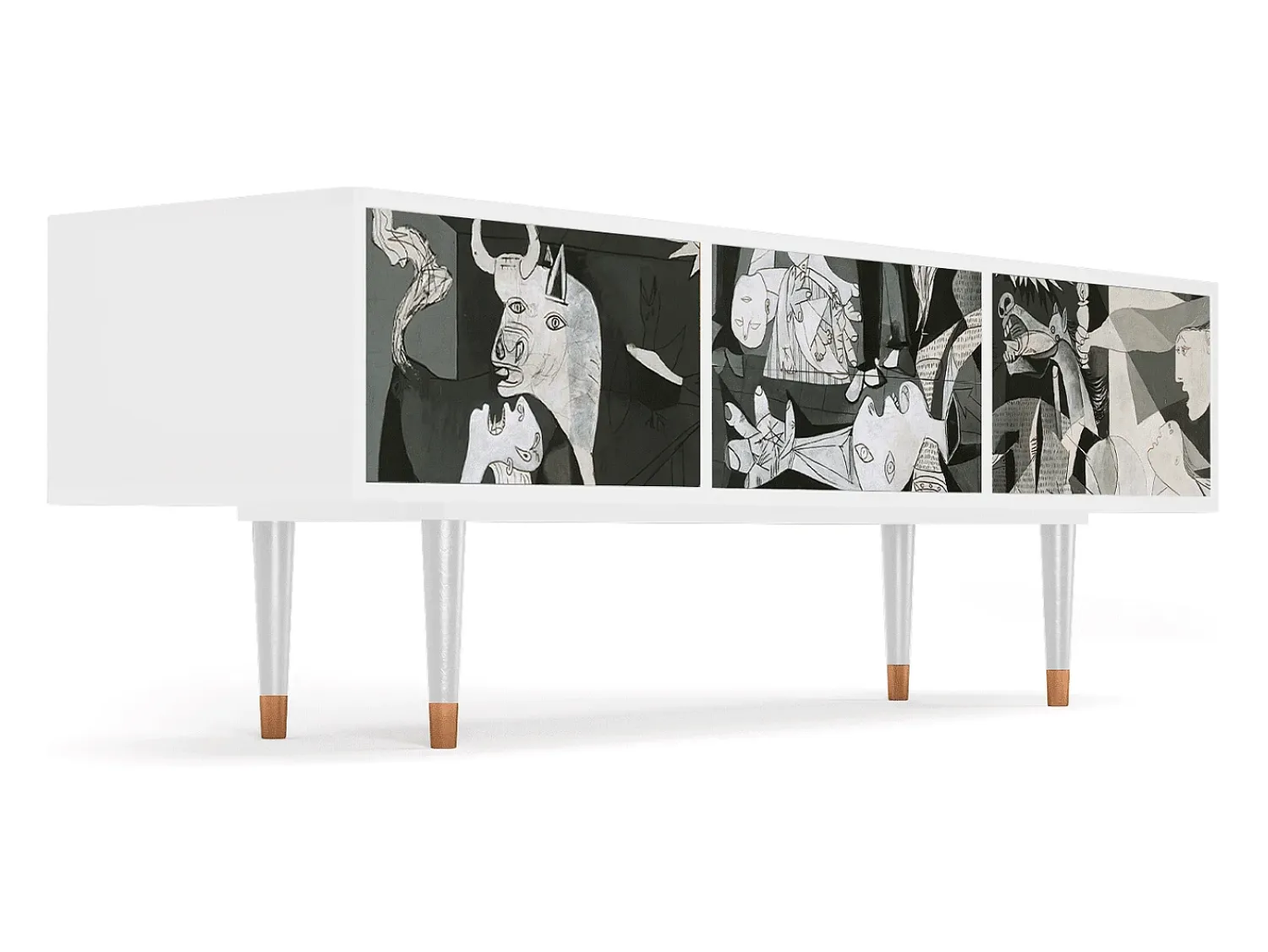 Discount Mueble de TV - 170х59х48 cm - T4 - Guernica by Picasso, Branco Bege