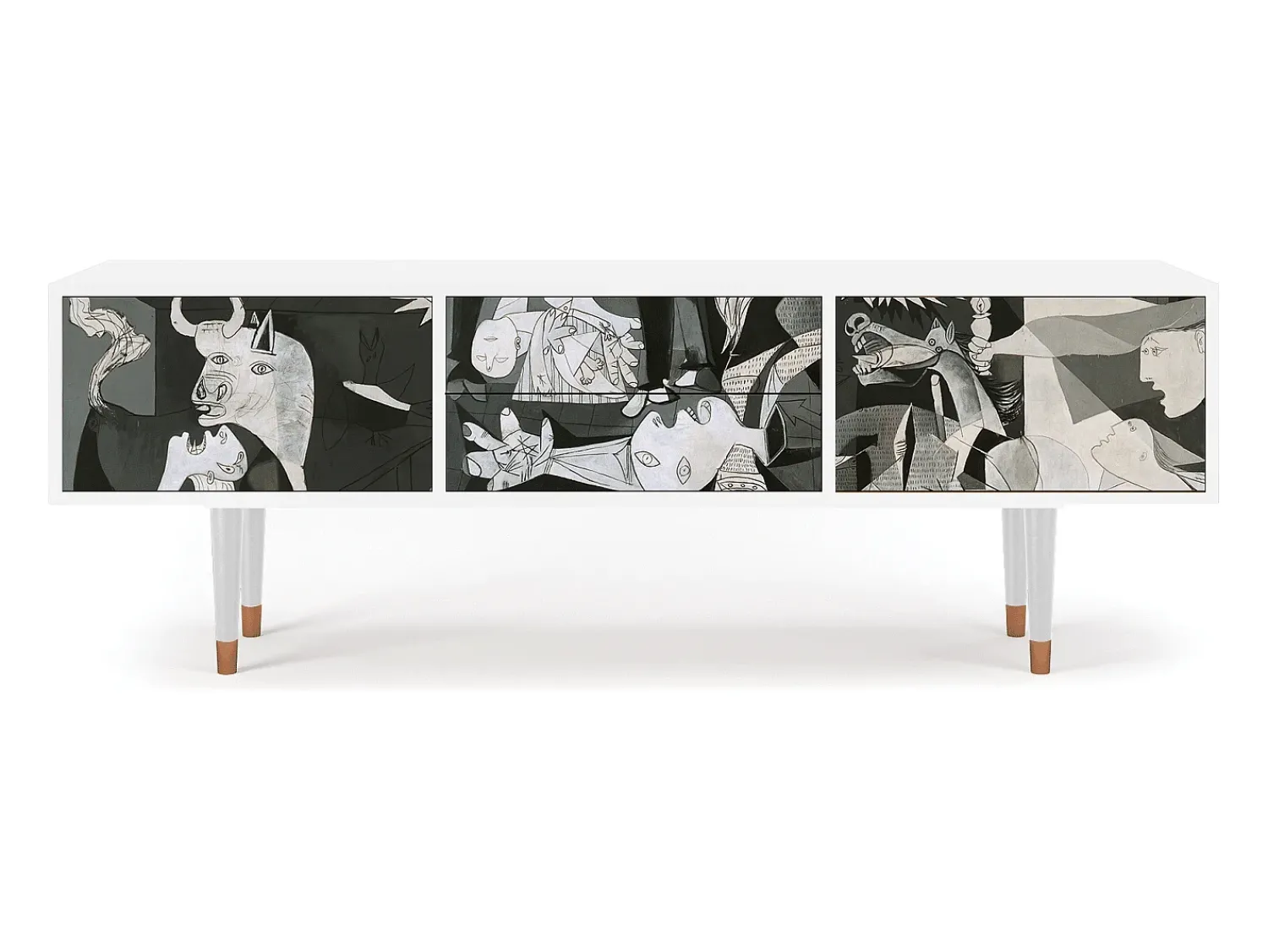 Discount Mueble de TV - 170х59х48 cm - T4 - Guernica by Picasso, Branco Bege