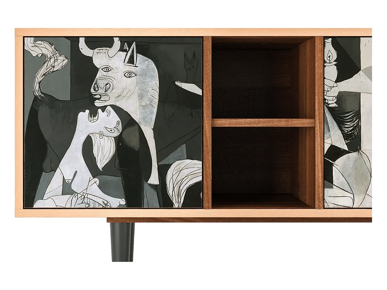 Mueble de TV - 150х69х41 cm - T5 - Guernica by Picasso, Nogueira^ Móvel De Tv