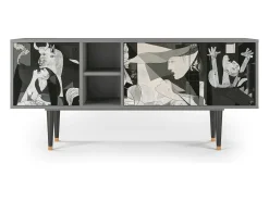 Mueble de TV - 150х69х41 cm - T5 - Guernica by Picasso, Cinza^ Móvel De Tv