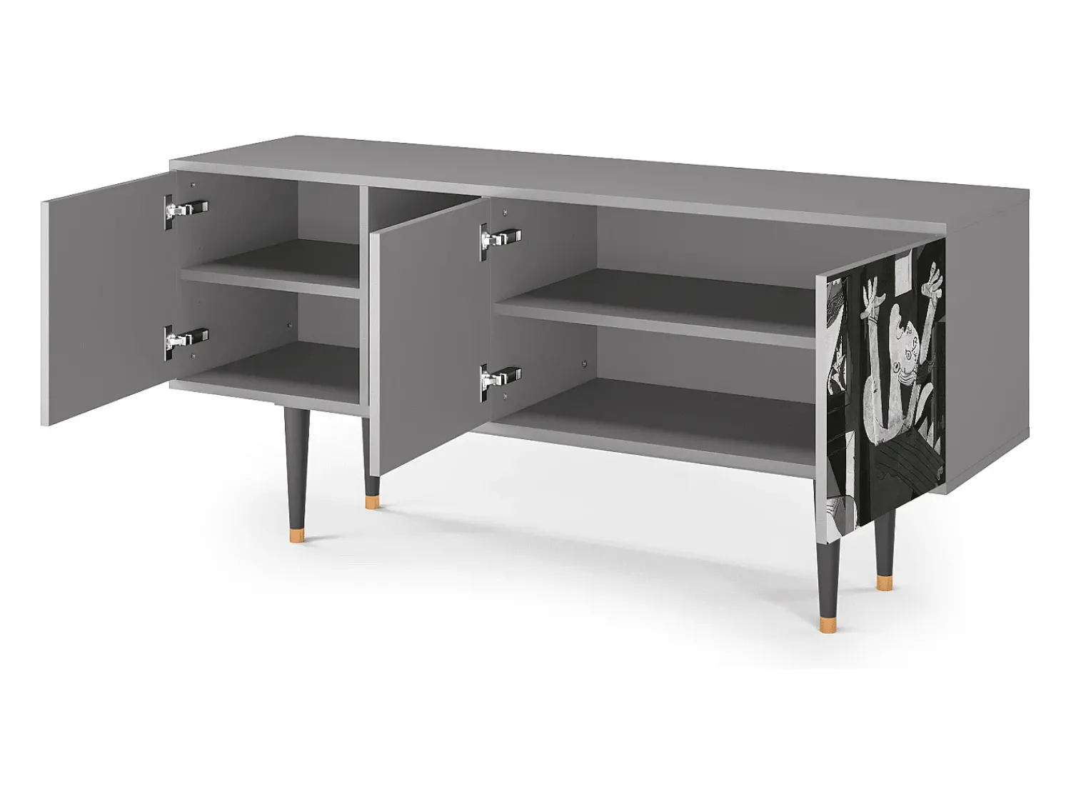 Mueble de TV - 150х69х41 cm - T5 - Guernica by Picasso, Cinza^ Móvel De Tv