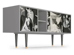 Mueble de TV - 150х69х41 cm - T5 - Guernica by Picasso, Cinza^ Móvel De Tv