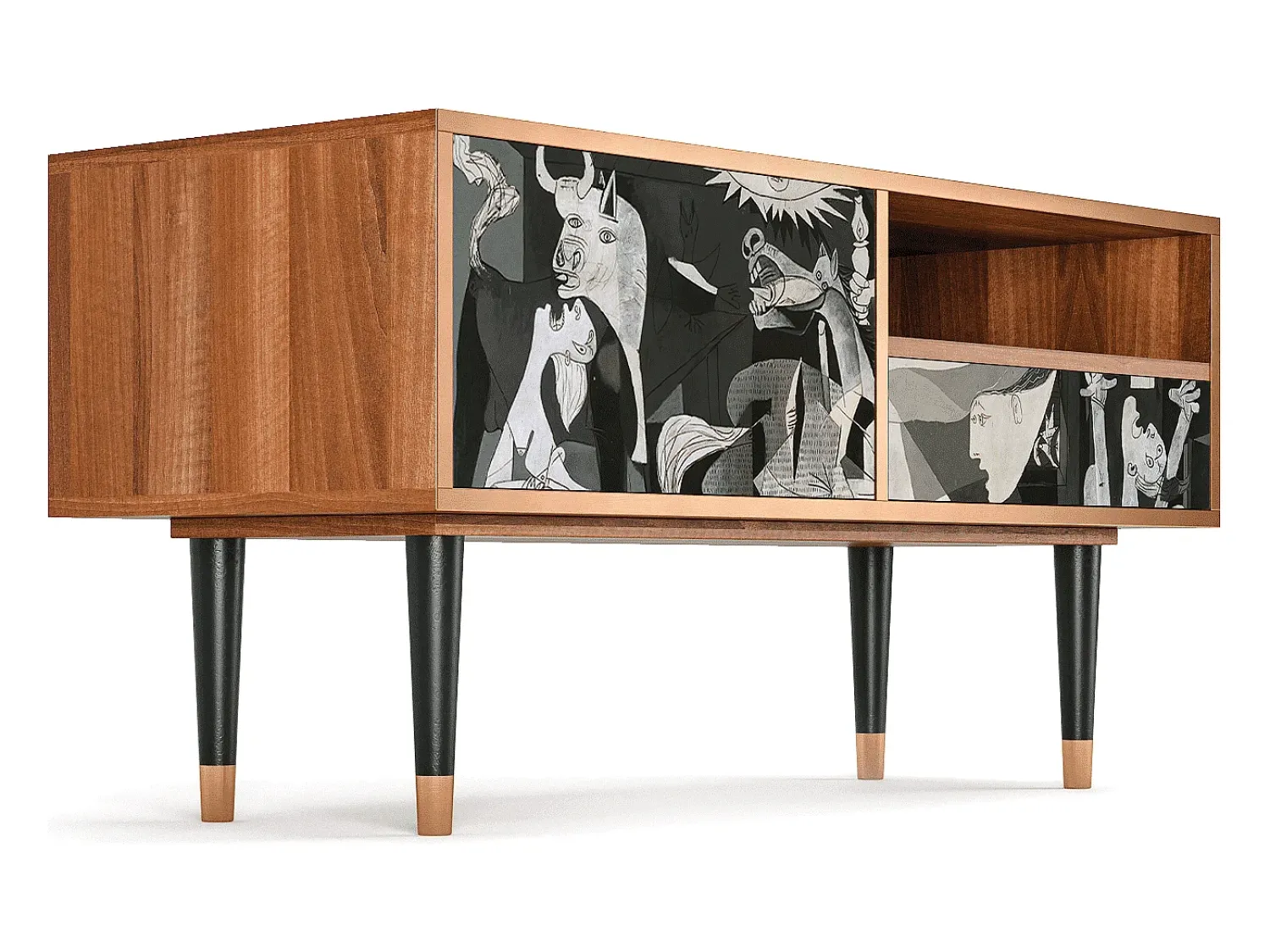 Móvel De Tv* Mueble de TV - 115х59х48 cm - T3 - Guernica by Picasso, Nogueira Castanho